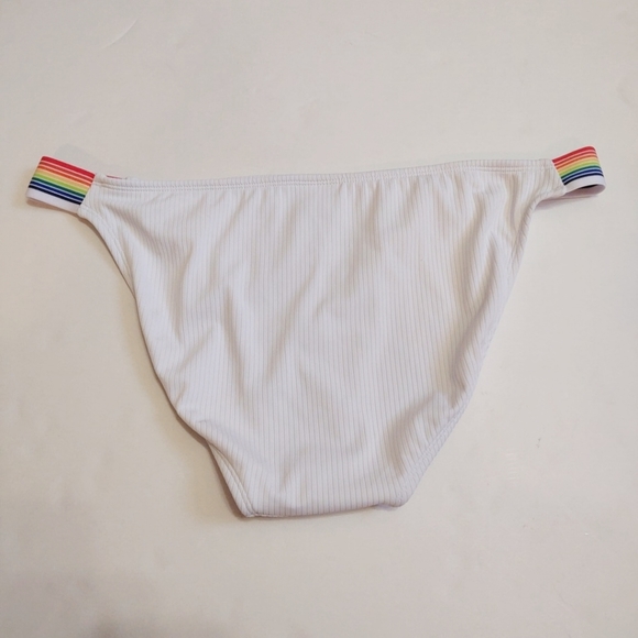 Xhilaration White Ribbed Rainbow Bikini Bottom - Picture 2 of 3